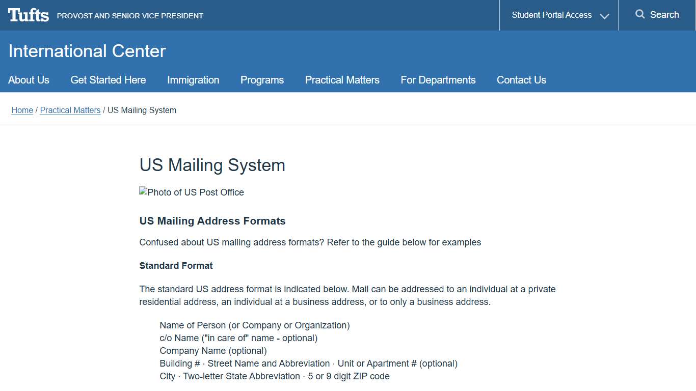US Mailing System - International Center